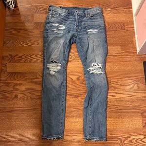 Abercrombie & Fitch Blue Distressed Skinny Jeans